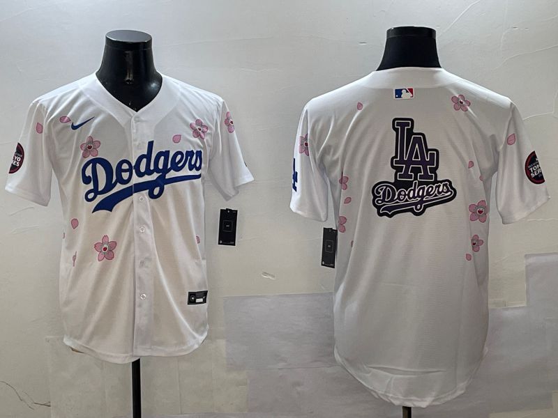 Men Los Angeles Dodgers Blank White Sakura Edition 2025 Nike MLB Jersey style 19
